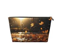 VTCTOASY Make-up-Tasche für Damen, Motiv: gefallene Blätter, fliegende Reise-Kosmetiktasche, großes Fassungsvermögen, tragbare Make-up-Organizer-Tasche, PU-Leder, wasserdicht, Kulturbeutel, niedlich,