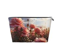 VTCTOASY Make-up-Tasche für Damen, Motiv: Rosenfeld, Reise-Kosmetiktasche, großes Fassungsvermögen, tragbar, Make-up-Organizer, PU-Leder, wasserdicht, Kulturbeutel, niedlich, ästhetischer