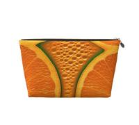 VTCTOASY Make-up-Tasche für Damen, orangefarbene Textur, Reise-Kosmetiktasche, großes Fassungsvermögen, tragbare Make-up-Organizer-Tasche, PU-Leder, wasserdicht, Kulturbeutel, niedlich, ästhetischer