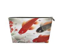 VTCTOASY Make-up-Tasche für Damen, Reise-Kosmetiktasche mit rotem Karpfen, großes Fassungsvermögen, tragbare Make-up-Organizer-Tasche, PU-Leder, wasserdicht, Kulturbeutel, niedlich, ästhetischer