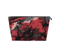 VTCTOASY Make-up-Tasche für Damen, rote Tarnung, Reise-Kosmetiktasche, großes Fassungsvermögen, tragbar, Make-up-Organizer, PU-Leder, wasserdicht, Kulturbeutel, niedlich, ästhetischer Reißverschluss,