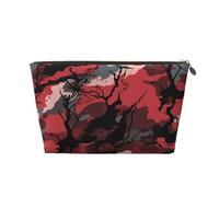 VTCTOASY Make-up-Tasche für Damen, rote Tarnung, Reise-Kosmetiktasche, großes Fassungsvermögen, tragbar, Make-up-Organizer, PU-Leder, wasserdicht, Kulturbeutel, niedlich, ästhetischer Reißverschluss,