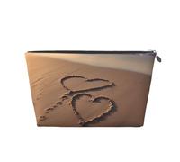 VTCTOASY Make-up-Tasche für Damen, Strand, Liebe, Reisen, Kosmetiktasche, großes Fassungsvermögen, tragbar, Make-up-Organizer, PU-Leder, wasserdicht, Kulturbeutel, niedlich, ästhetischer