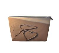 VTCTOASY Make-up-Tasche für Damen, Strand, Liebe, Reisen, Kosmetiktasche, großes Fassungsvermögen, tragbar, Make-up-Organizer, PU-Leder, wasserdicht, Kulturbeutel, niedlich, ästhetischer