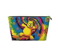 VTCTOASY Make-up-Tasche für Damen, Tanzen, Danksagungsbär, Reise-Kosmetiktasche, großes Fassungsvermögen, tragbar, Make-up-Organizer, Taschen, PU-Leder, wasserdicht, Kulturbeutel, niedlich,