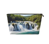 VTCTOASY Make-up-Tasche für Damen, Wasserfälle auf dem Fluss Krka, Reise-Kosmetiktasche, großes Fassungsvermögen, tragbare Make-up-Organizer-Tasche, PU-Leder, wasserdicht, Kulturbeutel, niedlich,