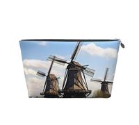 VTCTOASY Make-up-Tasche für Damen, Windmühlen, Reise-Kosmetiktasche, großes Fassungsvermögen, tragbare Make-up-Organizer-Tasche, PU-Leder, wasserdicht, Kulturbeutel, niedlich, ästhetischer