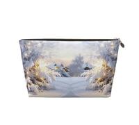 VTCTOASY Make-up-Tasche für Damen, Winter, verschneit, Reise-Kosmetiktasche, großes Fassungsvermögen, tragbare Make-up-Organizer-Tasche, PU-Leder, wasserdicht, Kulturbeutel, niedlich, ästhetischer