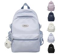 VTTDB Kawaii Rucksack mit niedlichem Zubehör, lässiger ästhetischer Tagesrucksack, einfache Laptoptasche, wasserdichter Reiserucksack für Damen, Blau, Large, Tagesrucksäcke