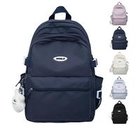 VTTDB Kawaii Rucksack mit niedlichem Zubehör, lässiger ästhetischer Tagesrucksack, einfache Laptoptasche, wasserdichter Reiserucksack für Damen, Dunkelblau, Large, Daypack Rucksäcke