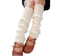 VUCDXOP Damen Langer Beinwärmer Frauen Mädchen Winter Crochet Stricken Stulpen Beinstulpen Beinwärmer Kniestrümpfe Legwarmers Strümpfe Overknees, in Einheitsgröße, Weiß