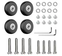 Vueinrg 4 Stück Kofferrollen Ersatzrollen 50mm x 18 mm Koffer Rollen Ersatz Gepäck Ersatzräder Gepäckkoffer Rad Gummi-Lenkrollen Luggage Replacement Wheels mit Achsen Schraubenschlüssel Reparatur Set