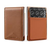 VULKIT Geldklammern Geldbörse Kleines Portemonnaie Herren - RFID-Kreditkartenhalter Mini-Fronttaschen-Brieftasche mit Münzfach, aus Leder mit magnetischem Geldclip, für Bargeld & Karten (Hellbraun)