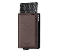 VULKIT Kreditkartenetui für Herren Geldbörse Leder RFID Schutz Geldbeutel Wallet Klein mit 3 Steckplätzen für 5-7 Karten & Geld, Dunkelbraun