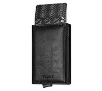 VULKIT Kreditkartenetui Herren Geldbörse RFID Schutz Leder Mini Geldbeutel Gentlemens Card Holder Wallet für 5-7 Karten & Geldschein, Schwarz