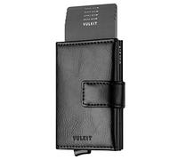 VULKIT Kreditkartenetui Leder Herren RFID Blockieren Echtleder Portemonnaie Bifold Geldbörse mit 3 Steckplätzen für Karten & Banknoten