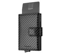 VULKIT Kreditkartenetui Leder Herren RFID Blockieren Echtleder Portemonnaie Bifold Geldbörse mit 3 Steckplätzen für Karten & Banknoten