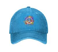 VunKo Baseballkappe für Herren, Hippie-Symbol, Peace, Distressed verstellbar, gewaschen, Denim, Baseballkappe für Herren, Hippie-Symbol Peace Blau, Einheitsgre