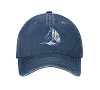 VunKo Baseballkappe für Herren, im Used-Look, verstellbar, gewaschen, Denim, Trucker-Mütze, Baseballkappe für Herren, Pferd Marineblau, Einheitsgre