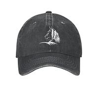 VunKo Baseballkappe für Herren, im Used-Look, verstellbar, gewaschen, Denim, Trucker-Mütze, Baseballkappe für Herren, Pferd schwarz, Einheitsgre