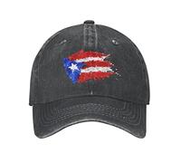 VunKo Baseballkappe mit Puerto Rico-Flagge, Splashes, Distressed verstellbar, gewaschenes Denim, Herren, Baseballkappe für Herren, Puerto Rico Flaggenspritzer, Schwarz, Einheitsgre
