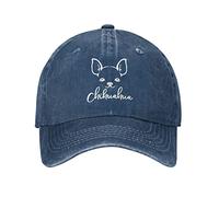 VunKo Chihuahua Dog Art Vintage Distressed Adjustable Washed Denim Mens Dad Trucker Hat Baseball Cap for Men, Marineblau, Einheitsgre