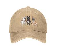 VunKo Französische Bulldogge Hunde Vintage Distressed Verstellbare Washed Denim Herren Papa Trucker Hut Baseball Kappe für Herren, Natürlich, Einheitsgre
