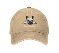VunKo Französische Bulldogge Peeking Dogs Used-Look Verstellbarer gewaschener Denim Herren Dad Trucker Hut Baseball Cap für Herren, Natur, Einheitsgröße