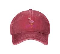 VunKo Lustiger Flamingo, niedlich, Used-Look, verstellbar, gewaschen, Denim, Herren, Trucker-Mütze, Baseballkappe für Herren, Rot/Ausflug, einfarbig (Getaway Solids), Einheitsgre
