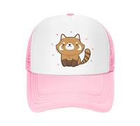 VunKo Mesh Dad Hat Adjustable Washed Red Panda Cute Baseball Dad Cap Funny Ball Trucker Cap for Women Men, Roter Panda, niedlich, rosa, Einheitsgre