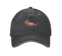 VunKo Otter Fish Baseballkappe für Herren, niedlich, Used-Look, verstellbar, gewaschener Denim, Baseballkappe für Herren, Otter Fish Cute Black, Einheitsgre