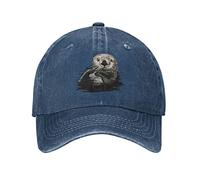 VunKo Sea Otter Baseballkappe für Herren, niedlich, Used-Look, verstellbar, gewaschen, Denim, Trucker-Mütze, Baseballkappe für Herren, Vunko Seeotter, niedlich, Marineblau, Einheitsgre