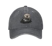 VunKo Sea Otter Baseballkappe für Herren, niedlich, Used-Look, verstellbar, gewaschen, Denim, Trucker-Mütze, Baseballkappe für Herren, Vunko Seeotter, niedlich, tiefes Heide, Einheitsgre