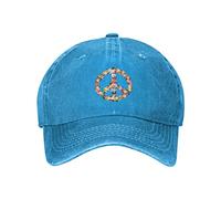 VunKo Washed Distressed Adjustable Peace and Love Symbol Flowers Womens Denim Baseball Cap Mom Trucker Hat Cap for Women, Blauer Frieden und Liebe, Einheitsgröße