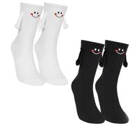 VURYAPI 4 Paar Magnetische Socken mit Händen Geburtstag 35-41 Hand in Hand Socken mit Magnetarmen Lustige Alberne Geschenke für Frauen Männer Freunde Familie Partner Paar Kinder Party (Packung mit 2)