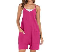 VUTRU Stylische Loose Fit Overalls - Trendige Damen Sommer Jumpsuits mit Spaghetti Strap, Pockets und vielseitigem, praktischem Design Rosa XXL