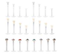 Vxiwscy 24Stk Lippenpiercing Set, Kunststoff Labret Lippe Medusa Piercing, zungenpiercing kunststoff,Helix Tragus Nase Push Fit Stab, 1,2mm Stablänge 6mm 8mm 10mm 12mm, piercing lippe Hypoallergen