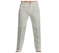 VYLYNL Gerade, formelle Herren-Hose, Business-Casual-Hose, Büro, Arbeitshose, gerades Bein, Everpress flache Vorderseite, Stretch, Komfort, plissiert, Chino-Golfhose, Baumwoll-Leinen, lange Hosen,