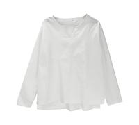 VYLYNL Herren Baumwolle Hanf Shirts Oversized Einfarbig Casual Sommer Strand Shirts Tops Cool Atmungsaktiv Stoff Langarm Top in Original Qualität Leicht Großvater Kragen Langarm T-Shirts, weiß, XL