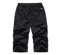 VYLYNL Lange Badeshorts für Herren - 3/4-Länge, Strand-Shorts, leicht, Cargo-Shorts, schnelltrocknend, atmungsaktiv, Übergröße, lockere Passform, Sommersport-Shorts für Fitnessstudio, Training,