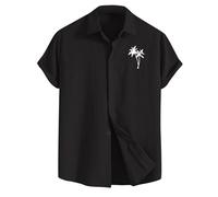 VYLYNL Lustige Hawaii-Hemden für Herren, Kokosnussbäume, bedruckt, Strand-Shirt, leicht, Sommer, Urlaub, Hemden, personalisierbar, Strandparty, Kostüm, Knopfleiste, lässiges Hemd, knitterfrei, leicht