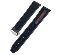 VYSLZ 18mm 19mm 21mm 22mm Gummi Silikon Armband 20mm Für Omega Moonwatch Speedmaster Seamaster 300 Planet Ocean AT150 Weiches Uhrenarmband(Black Red,18mm)