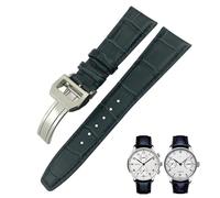 VYSLZ 20 mm, 21 mm, 22 mm, gebogenes Ende, echtes Rindsleder-Uhrenarmband, Ersatz für IWC Portugieser Pilotenuhren, Faltschließe(Blue 1,21mm)