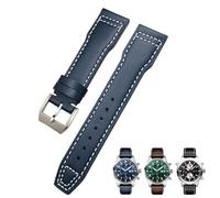 VYSLZ 21 mm 20 mm Rindsleder-Armband, passend für IWC-Fliegeruhren, Portugieser-Armbänder, blaues Uhrenarmband-Zubehör, Herren-Werkzeug(Blue white Pin,21mm)
