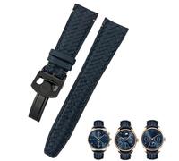 VYSLZ 22 mm 20 mm 21 mm gewebtes Rindsleder-Uhrenarmband, passend für IWC Portugieser Fliegeruhren Portofino IW5007, blaues Uhrenarmband aus weichem Leder(Blue black 2,20mm)