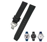 VYSLZ Gummi Silikon Armband 20mm 19mm 21mm 22mm für Tissot Le Locle T006 T114 PRC200 Strap Schmetterling schnalle Wasserdichte Armband(Black Silver,20mm)