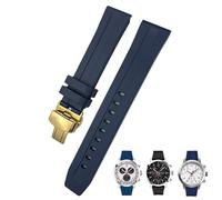 VYSLZ Gummi Silikon Armband 20mm 19mm 21mm 22mm für Tissot Le Locle T006 T114 PRC200 Strap Schmetterling schnalle Wasserdichte Armband(Blue Gold,21mm)