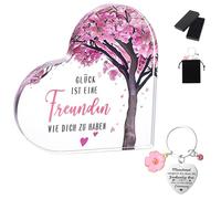 Vyuwast Geschenke für Beste Freundin,Freundin Geburtstag Herzförmige Acryl-Heimdekoration Geschenke Inspirierende Geburtstag für Freundin Weihnachtsgeschenke