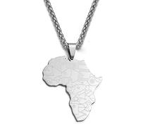 Vyvinute Afrika-Karte-Halskette Mit Anhänger, Schlüsselbeinkette - Ethnischer Ausgehöhlter Charme, Länderschmuck, Hip-Hop-Teenager-Liebhaber-Halskette Für Damen Und Herren, Pullover, Dünne Ket