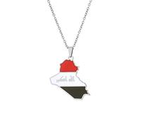 Vyvinute Irak Karte Anhänger Halskette - Irak Mode Kunst Syrien Mit Flagge Kreative Karte Anhänger Halskette, Ucouple Halskette Chic Hip Hop Pullover Kette Schlüsselbeinketten,Mit,50Cm